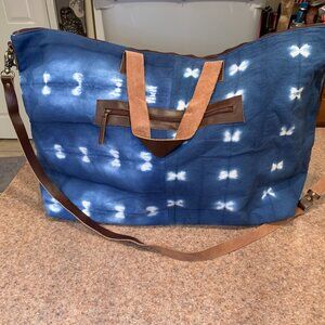 Lovestitch  Blue Canvas Large Tote New without Tags